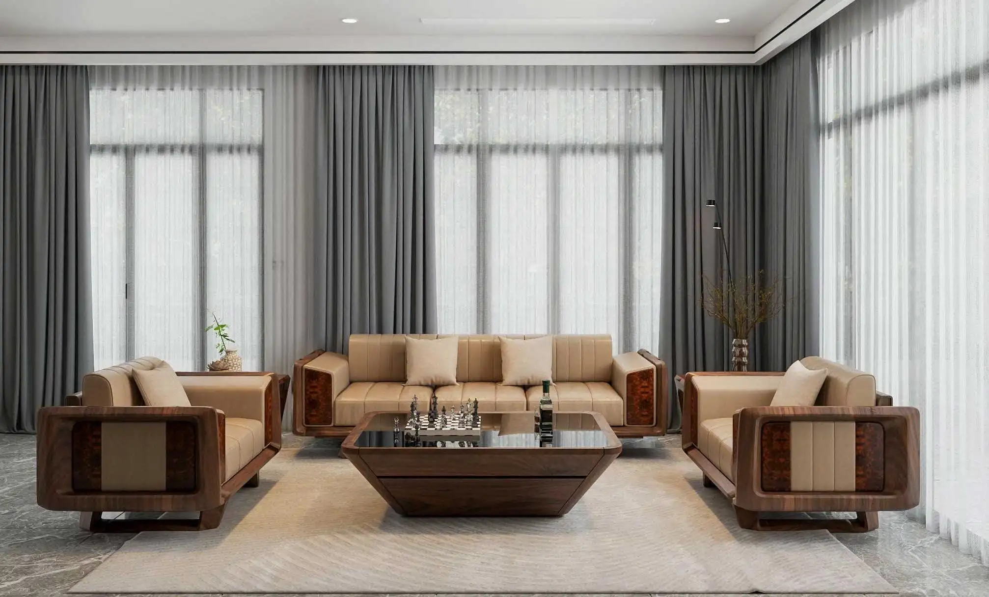 Sofa gỗ sồi cao cấp hiện đại LG-SG246