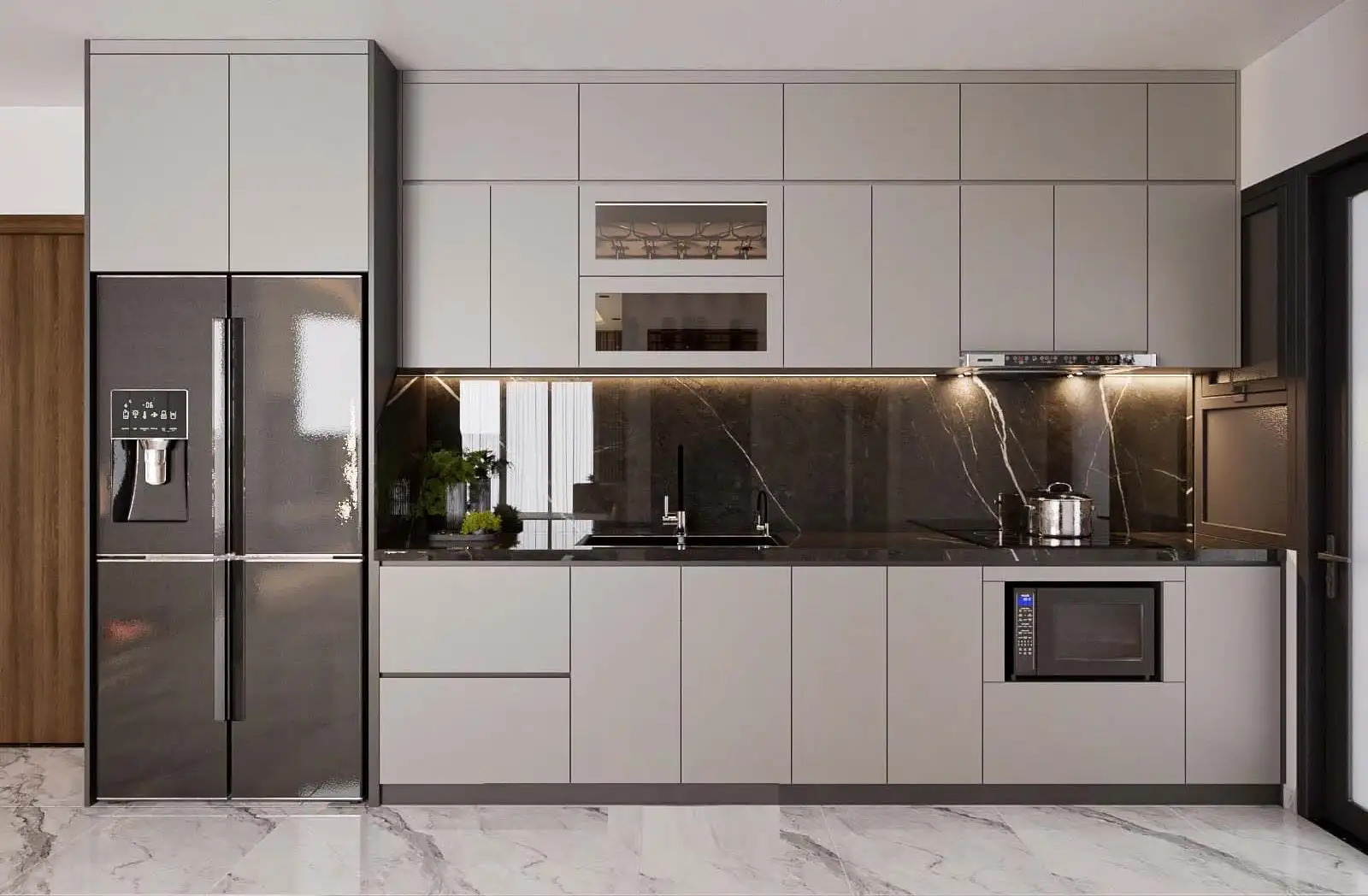 Tủ bếp hiện đại gỗ công nghiệp An Cường cao cấp LG-TB123