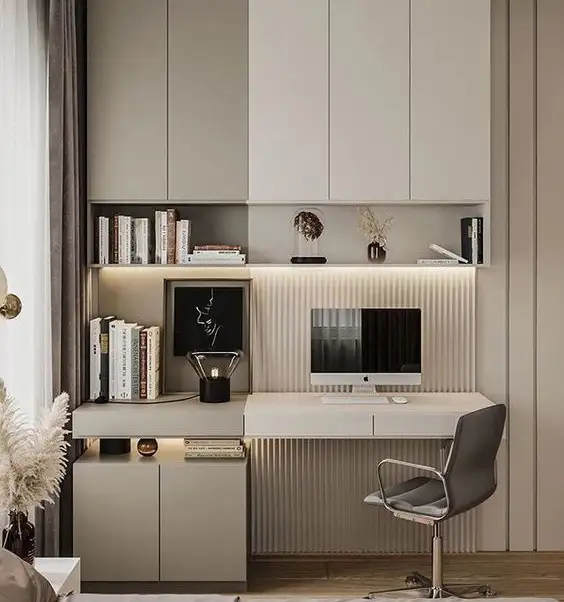 Bàn học gỗ công nghiệp hiện đại có giá sách LG-BHS153