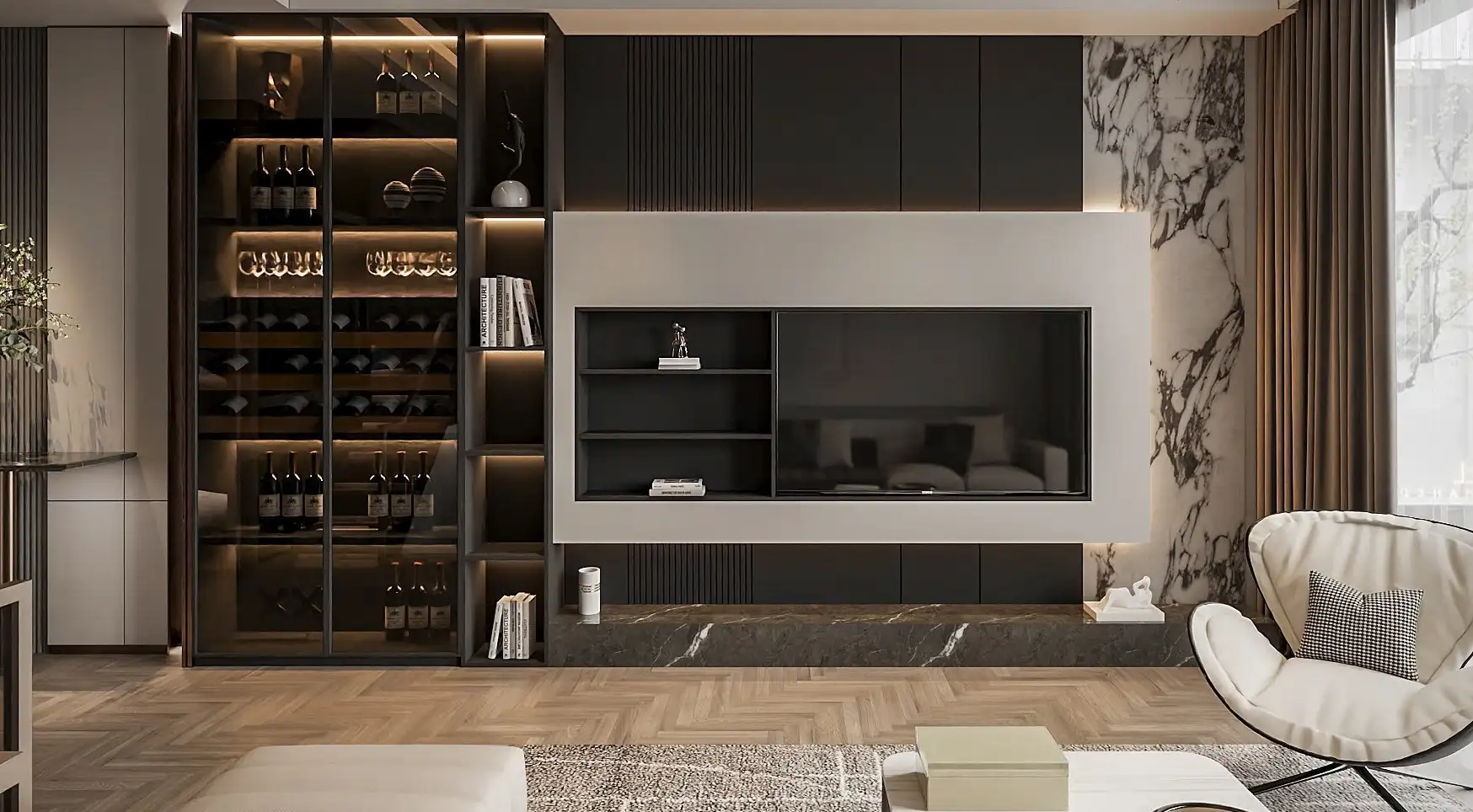 Mẫu kệ tivi cho phòng khách lớn hiện đại LG-KTV257